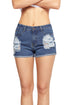 Sexy Blue Medium Wash Destroyed Denim Shorts